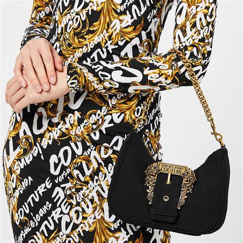 versace jeans couture black hobo bag|shoulder bag Versace.